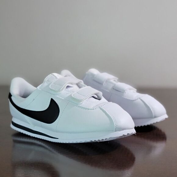 Nike Cortez Leather White Black Kids Sportswear Shoes Sneakers Size 3 Y 3Y New - Picture 7 of 16